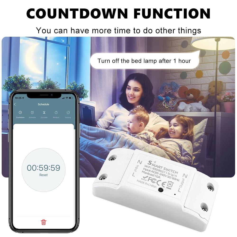 Universal Circuit Breaker Timer 10A WiFi Wireless Control Smart Switch Tuya Smart Switch Life App WiFi Voice Relay Controller
