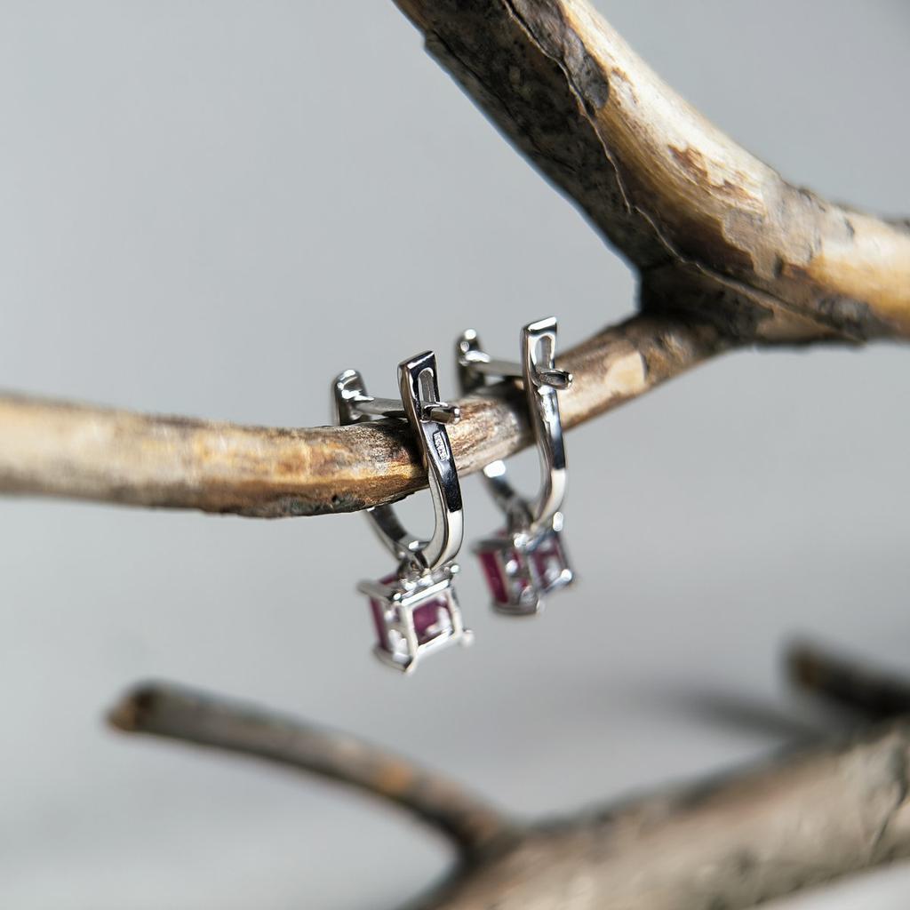 Серебряные серьги с натуральным рубином 1.99ct (2204985)