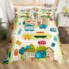 Rustic Suburb Duvet Cover Countryside House Tree Hand Graffiti Bedding Set Nature Scenery Comforter Cover Blue River Quilt Cover