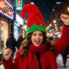 Warm Winter Hats for Family Gatherings Christmas Elf Hat Soft Flannel Santa Cap with Pom Bell Decorative Bells Adults Kids Stretchy Holiday
