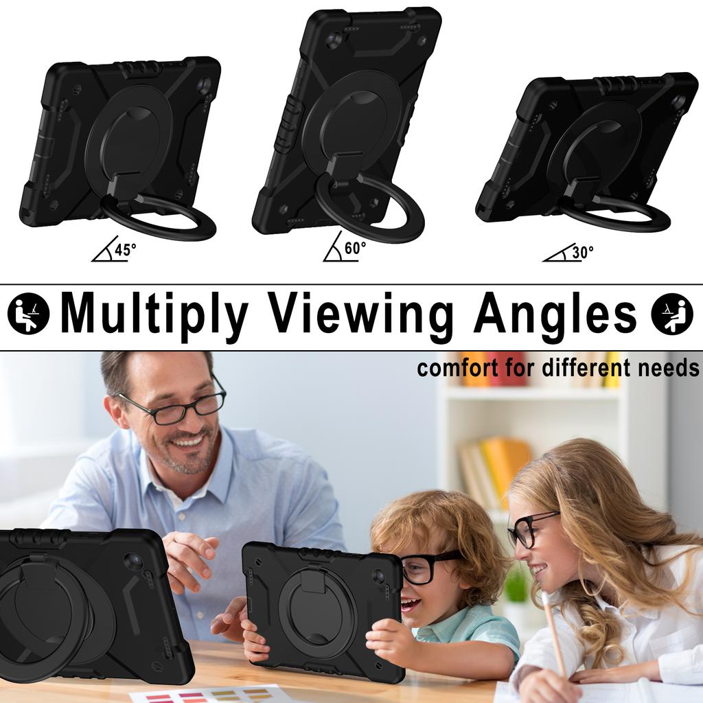 Hybrid Stand Case for Samsung Galaxy Tab A8 10.5 SM-X200 X205 X207 Armor Cover With Rotating Portable Handle Grip Shoulder Strap