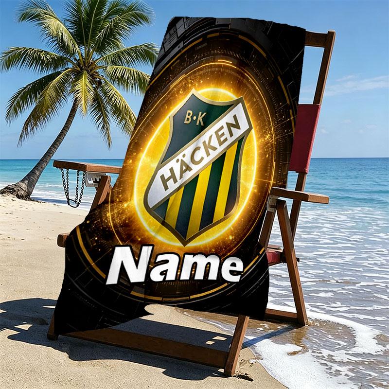 Custom Name Personalized BK Hacken Print Beach Towel, for Trip Camping Beach Party Home Decor, Birthday Gift for Family & Friends