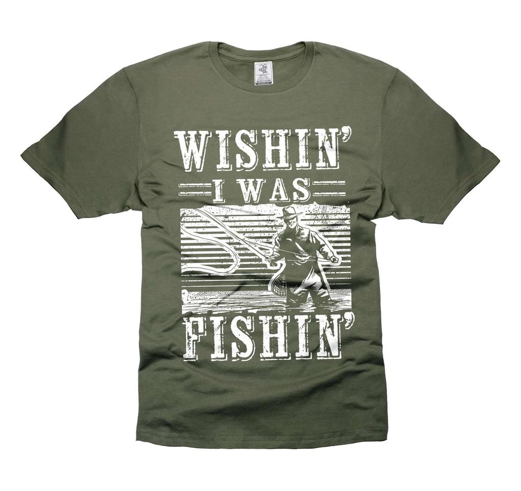 Wishin' I Was Fishin' Shirt Funny Fishing Shirt For Men Gift For Fisherman Gift