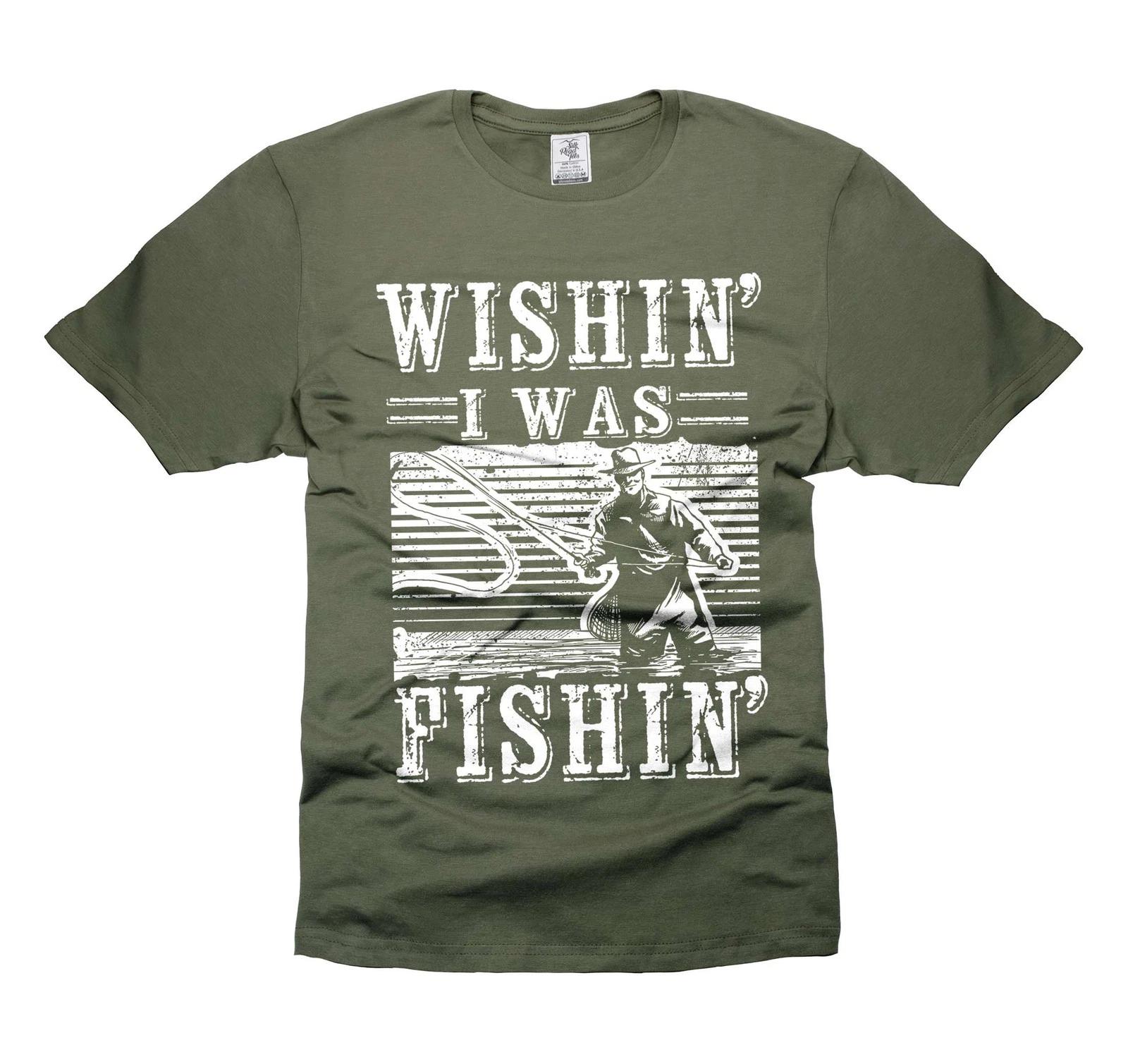 Wishin I Was Fishin Shirt Funny Fishing Shirt For Men Gift For Fisherman Gift 2XL