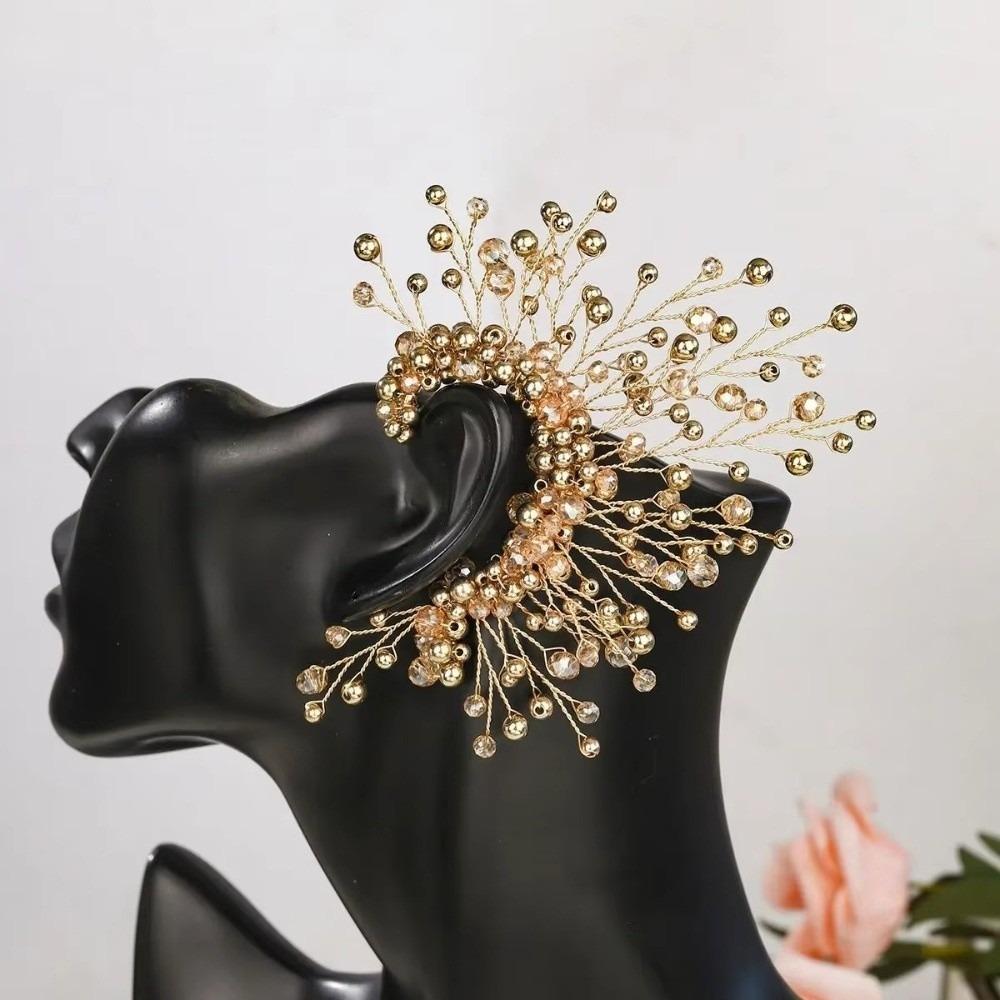 1PC Crystal Beads Pearl Earrings Rhinestone Stud Earrings New Handmade Earrings Brides