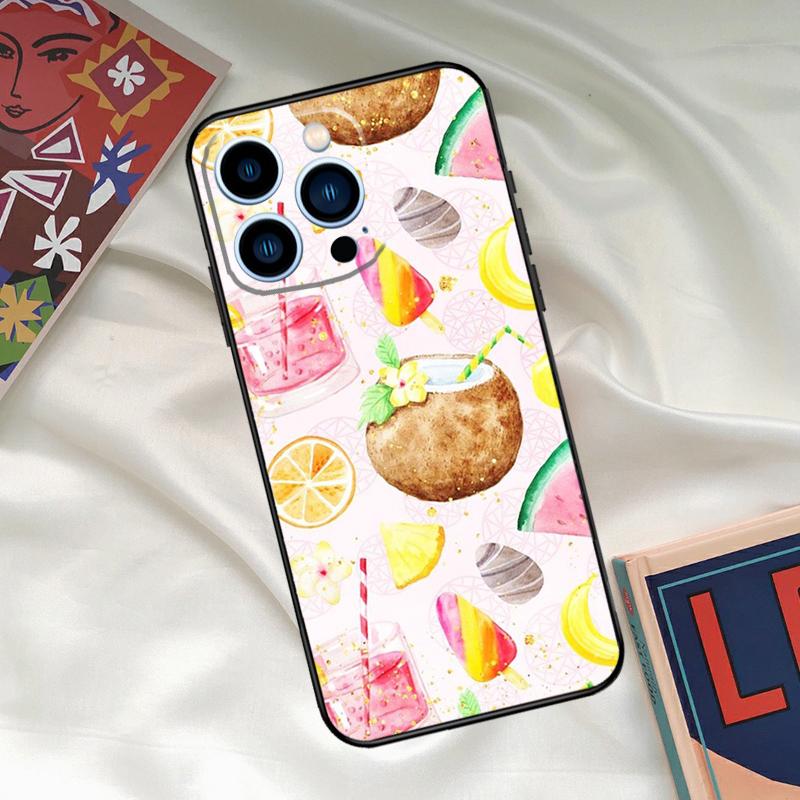 Summer Fruit Coconut Phone Case For iPhone 15 14 12 11 13 16 17 Pro Max 15 16 Plus 13 Mini 16e 17 Air Funda Cover