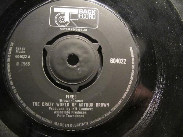 

7inch Record CRAZY WORLD OF ARTHUR BROWN Fire 604022 Track Record 1968 UK Rock Used