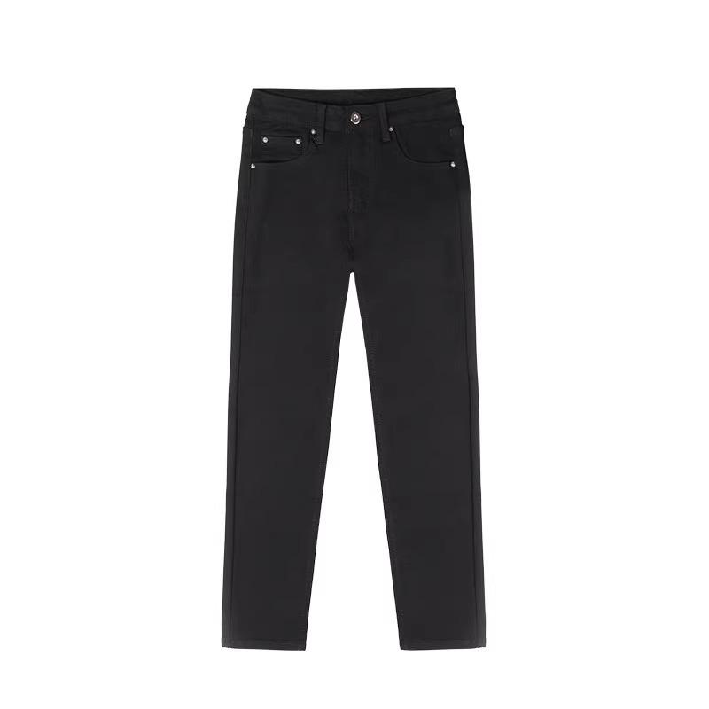 Women's Winter Velvet Cigarette Pants - High Waist, Slim Fit, Elastic, Thickened, Nine-Point Straight-Leg Jeans for Autumn and Winter 2025.