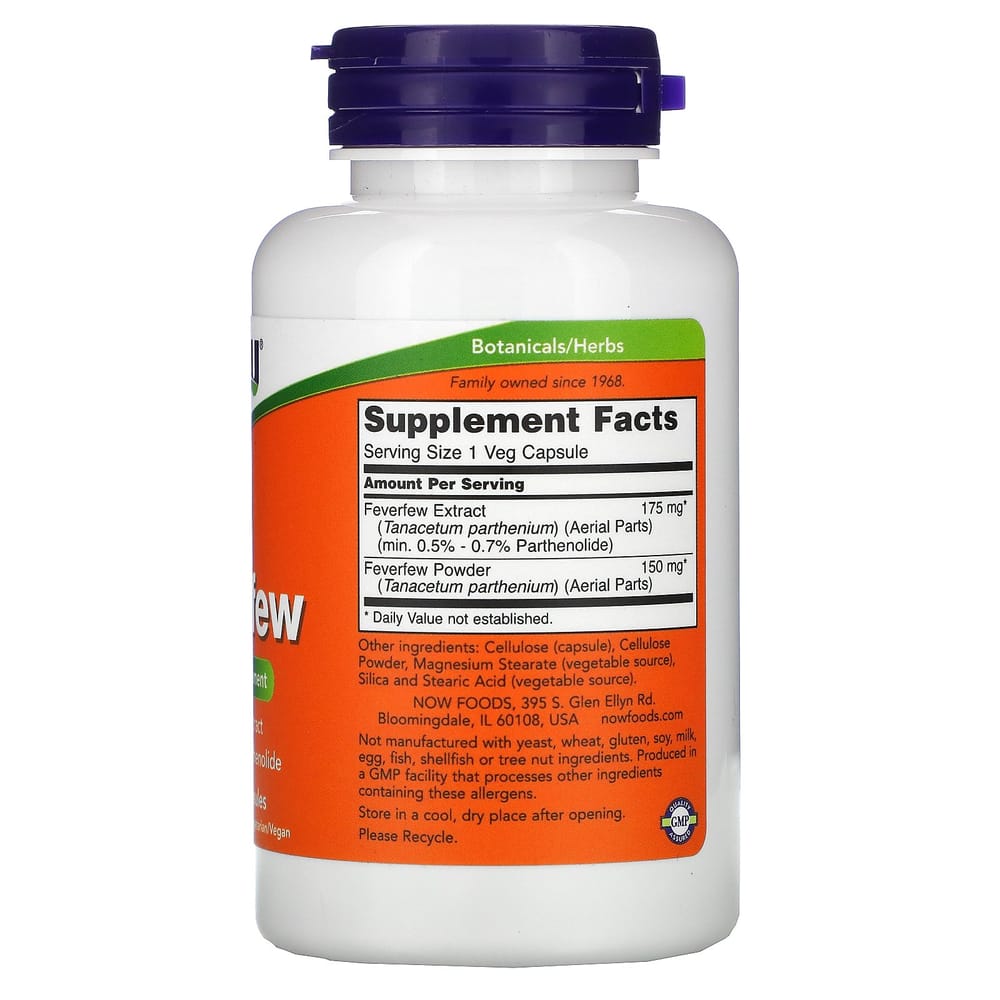 NOW Foods Feverfew 100 Veg Capsules