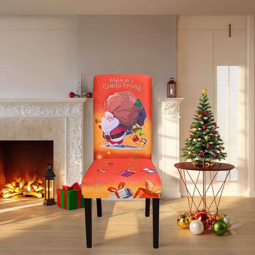 Stretch Print Christmas Chair Cover Christmas Chair Cover Decoration