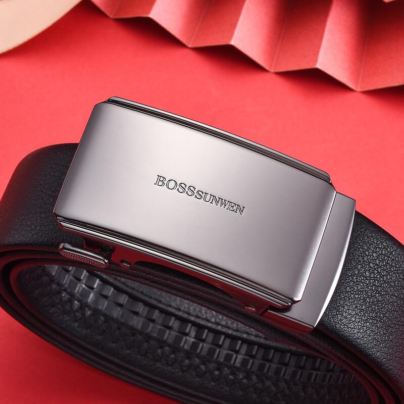 Мужской ремень BOSSSUNWEN из натуральной кожи с автоматической пряжкой 120cm