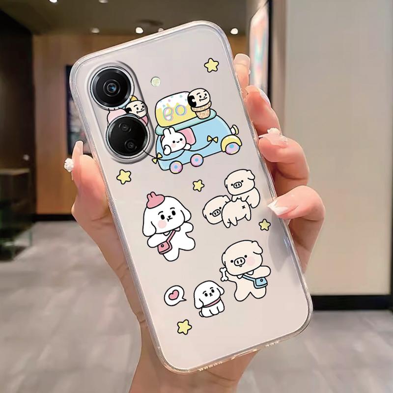 Transparent Phone Case For Poco C65 Redmi Note 15 Pro+ Plus 14C Cover Cartoon Flowers Soft TPU Shockproof Funda Bags Heart Clear