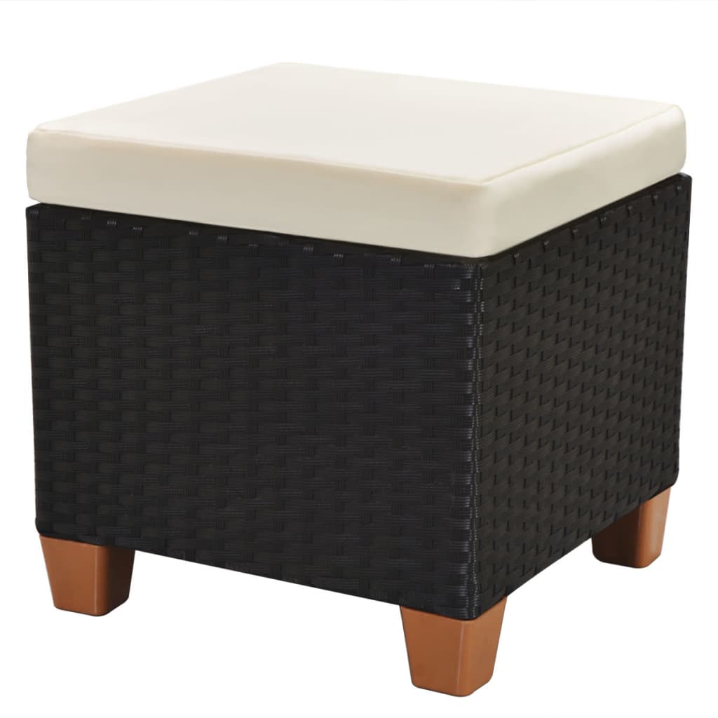 7 piece Garden Lounge Set with Cushions Poly Rattan Black