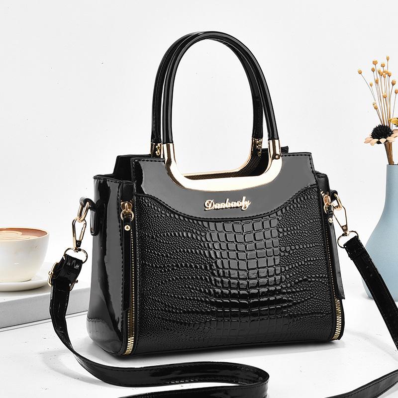 Women Bags Designer Luxury Patent Leather Shoulder Sac Crocodile Pattern Handbags Purses Ladies Crossbody Bucket Sac A Main