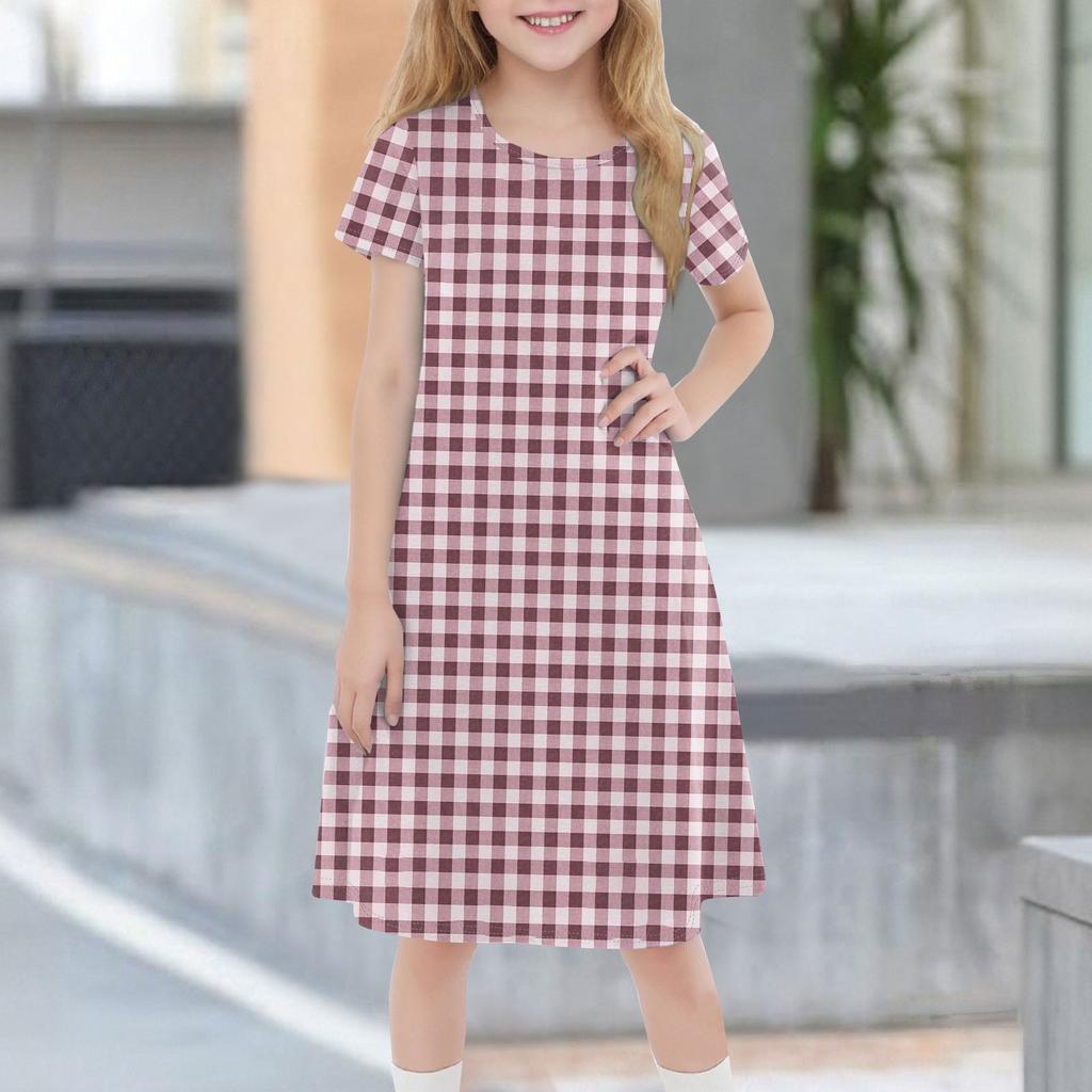 Children's Summer Short-sleeved Casual Fashion Round Neck Dress