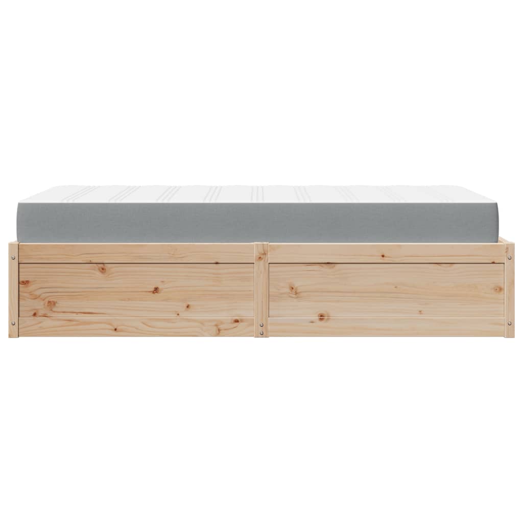 Bed with Mattress 90 X 190 Cm Solid Pine Wood