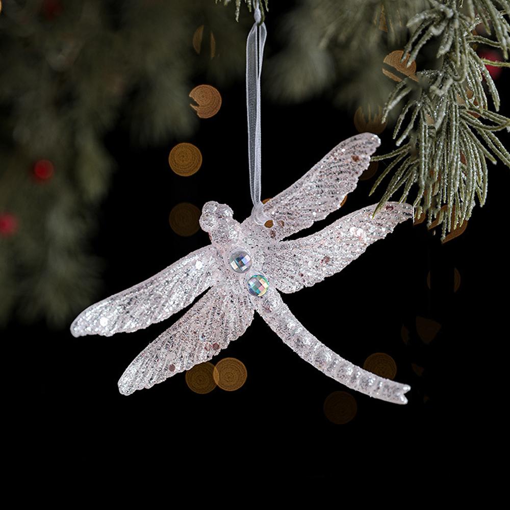 Plastic Christmas Tree Pendant Glitter Artificial Christmas Decoration  Office Decor