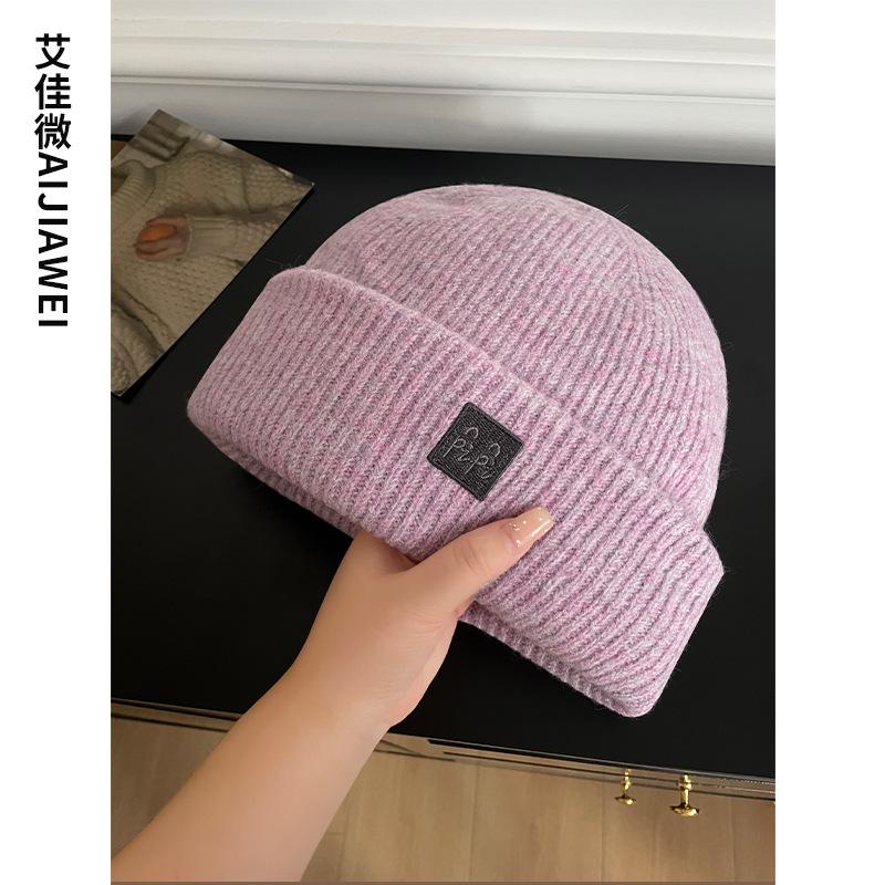New wool hat women's winter face small ear protectors thickened warm knitted hat big head circumference ankela red cold hat