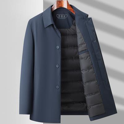 New Winter Down Jacket for Middle-aged Men 90 White Duck Down Button Style Warm Business Casual Lapel Jacket