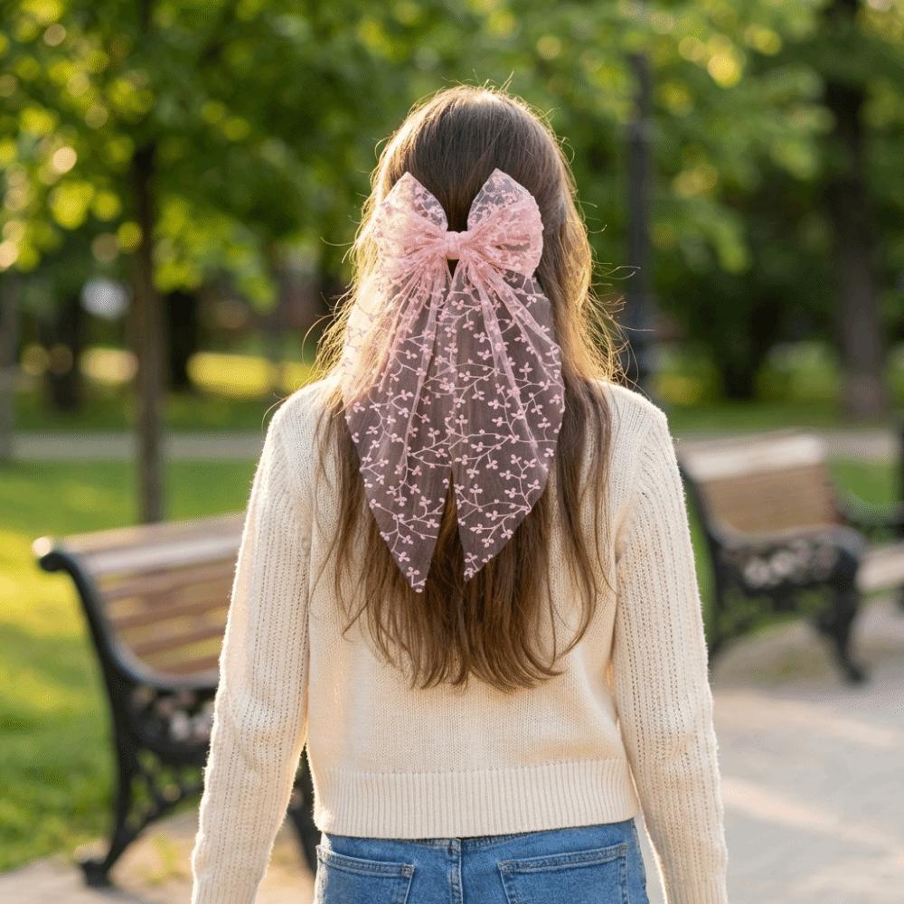 Vintage Lace Bow Hairpin Flower Embroidery Kids Hair Accessories New Princess Style Hair Clip  Gift