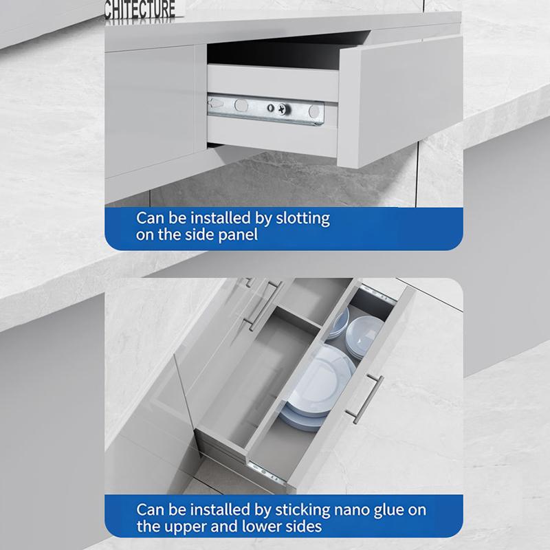 2 Conjuntos de Corrediças de Gaveta com Rolamento de Deslizamento Suave 17mm de Largura Deslizamento Bidirecional Corrediças de Gaveta 8"-17" Acessórios de Ferragens Trilho de Gaveta