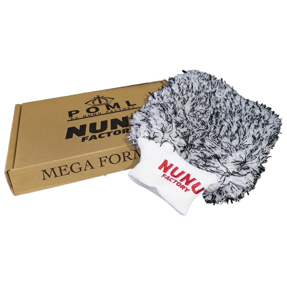 

POML Nunu Factory NUNU MEGA FORM MITT Car Wash Mitt with Long and Short Double Pile for Increased Foaming of Car Smooth Contact Wash for Scratch Car