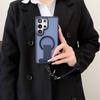 Matte Clear Stand Wrist Strap Lanyard Phone Case Samsung S25 S24 S23 S26 Ultra Plus S25 Edge For Magsafe Wireless Charge Cover