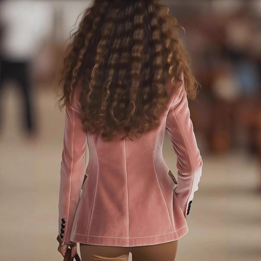 Women'S Long-Sleeved Solid Color Spliced Lace Gold Velvet Jacket