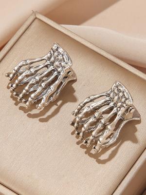 2 Stück Mode Halloween Lustige Goldene Skelett Hand Haarspangen für Frauen Mädchen Party Haarschmuck