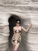 Butterfly Dress for Women's Summer and Autumn New Pure Desire Chic Ink Printing Waist Slim Short Hip-wrapped Suspender Skirt for Women