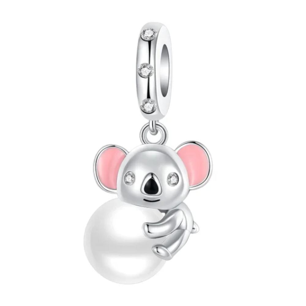 925 Silver Pink Blossom Dangle Charm Butterfly Heart Flower Rose Bird Bead For DIY Necklace Bracelet Fine Jewellery