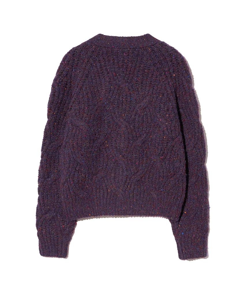 Yale Women'S Nep Yarn Big Cable Cardigan_Purple
