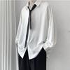 Spring Autumn Free Tie Long-sleeved Shirts Men Comfortable Blouses Casual Loose Single Breasted Shirt Men's T-shirt
