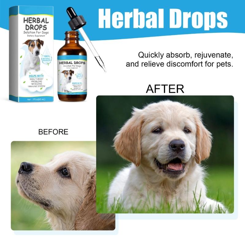 Pet Herbal Drop for Nighttime Cough Relief Safe Natural Formula Cough Throat Symptoms Soothing Calming Essential Oil
