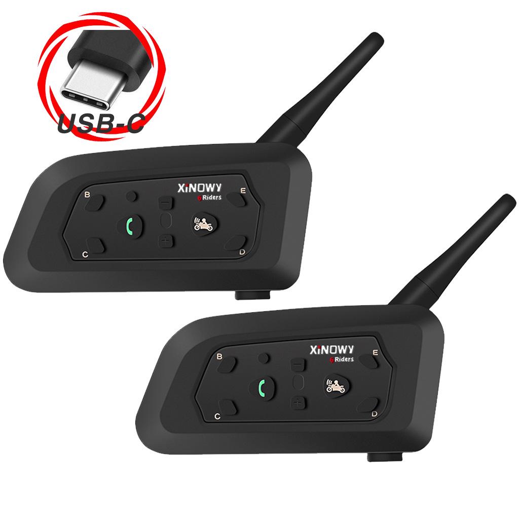 Xinowy V6 Pro Type-C Motorcycle Bluetooth Helmet Headset with Two-Person Intercom