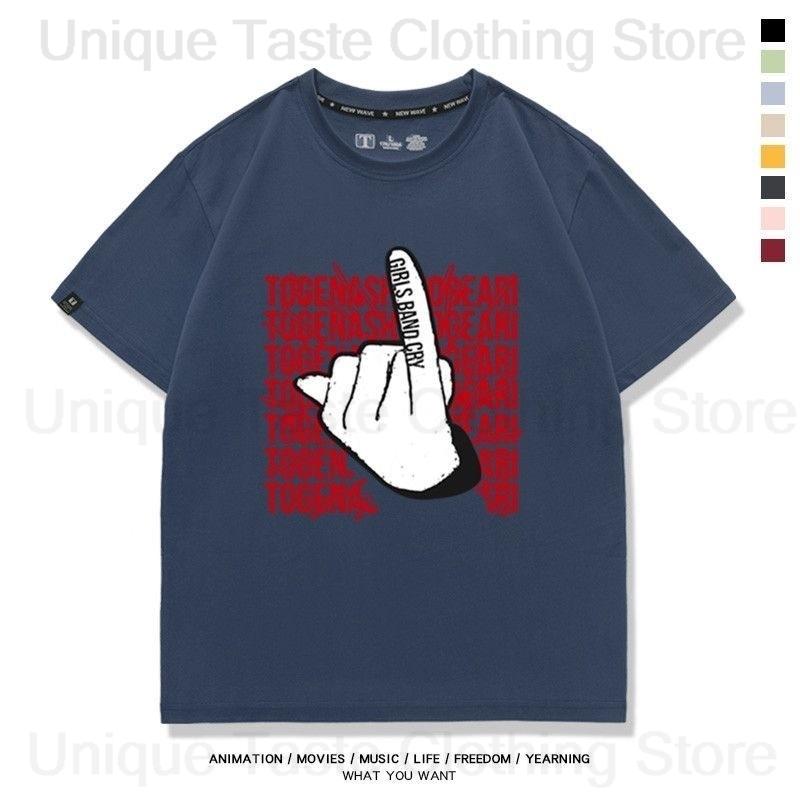 

Anime GIRLS BAND CRY T Shirt TOGENASHI TOGEARI ISERI NINA Raise Your Little Finger Cartoon Tshirt Cotton Short Sleeve Tee Tops 3XL