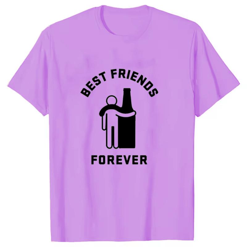 New Funny BEST FRISNDS FOREVER Print T Shirt Short Sleeve O Neck Loose Unisex Women Summer Cool Tshirt Unisex Tee Shirt Top Shirts