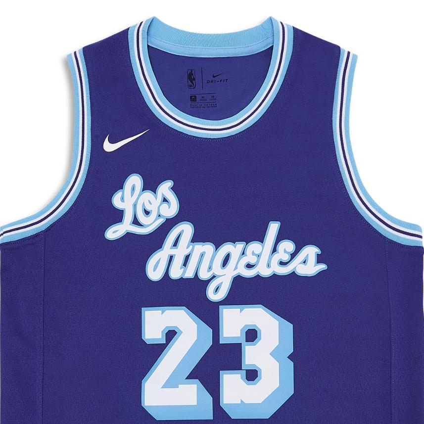 Nike NBA Kids SW Fan Edition Los Angeles Lakers James 23 Retro Basketball Jersey Kids jersey Blue DJ4867-495