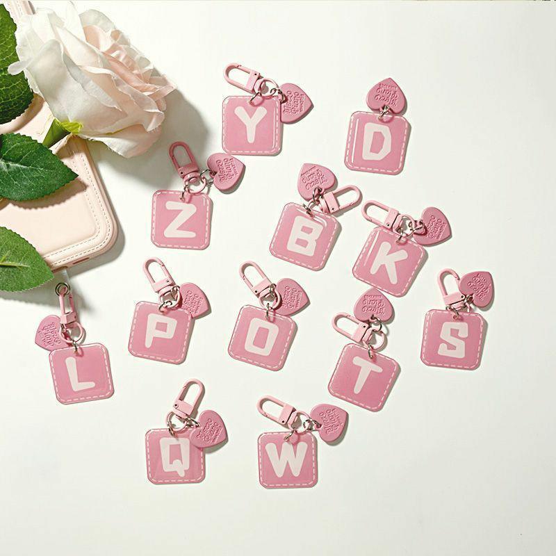Pink 26 Letters Hanging Design Simple Keychain For Women Charm Jewelry Stylish Sophisticated Everyday Wear A-Z Key Chains