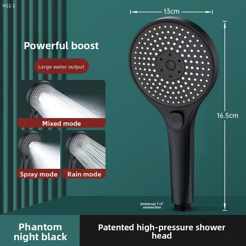 

Modern Plastic Handheld Shower Head With Pressure Boost For Home Bathroom Use 1pcs Black