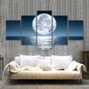 5 Panels Moon Sea Posters Canvas Painting Landscape Pictures Night Views Wall Art For Living Room Modern Home Decor No Frame