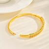 New Gold Plated Cubic Zirconia Bracelet, Chunky Waterproof Openable Bangle, High Quality Stackable Jewelry For Women Gift