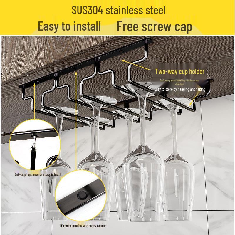 Stainless Steel Hanging Wine Glass Rack for Upside-Down Storage
