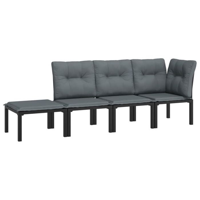 VidaXL Salon de Jardin 4 pcs, Chaises avec Dossier, Ensemble de Meubles, Mobilier de Patio Terrasse Extérieur, Noir et Gris 362805