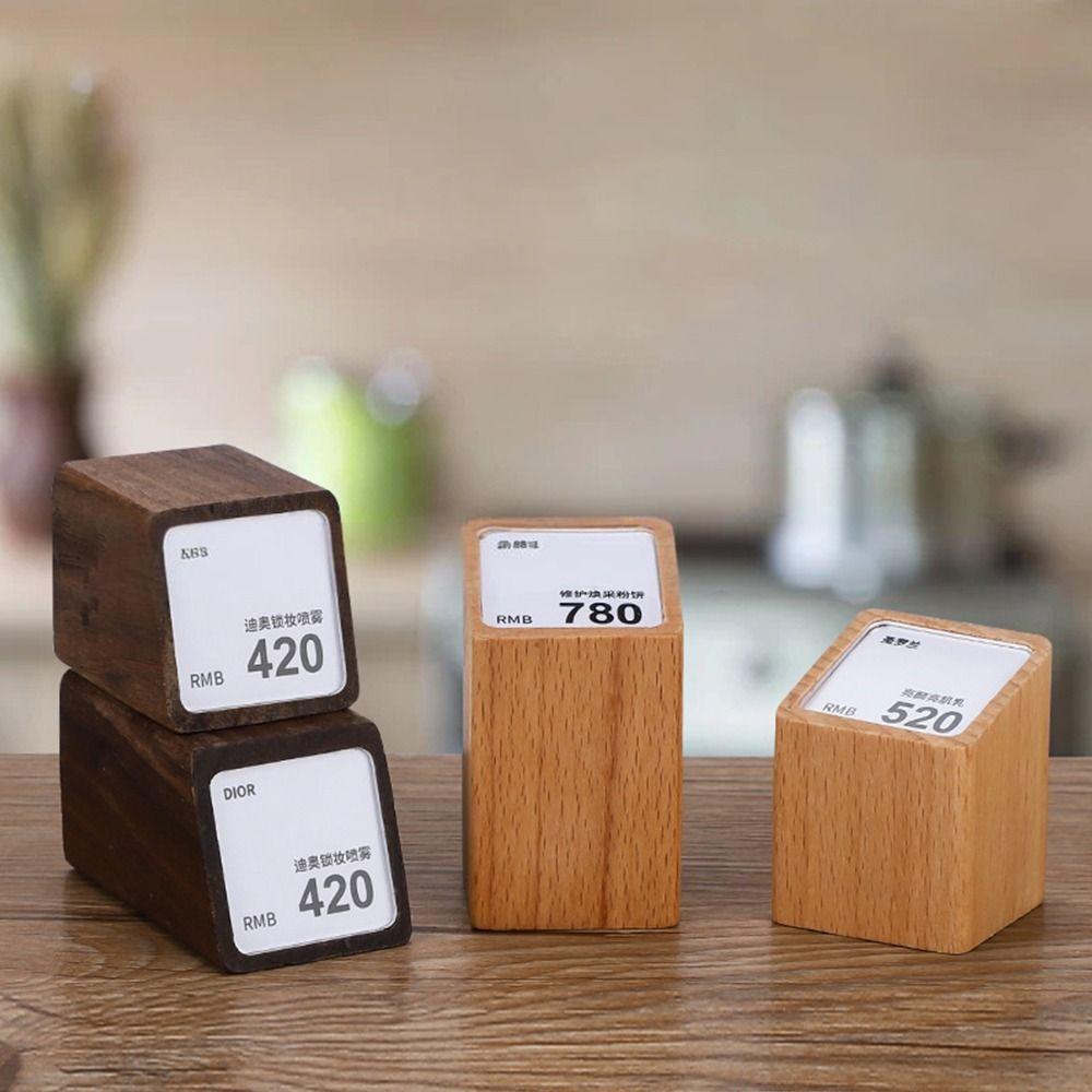 Wood Base Price Tag Holder Acrylic Window Acrylic Label Stand Display Stand  Jewelry Display