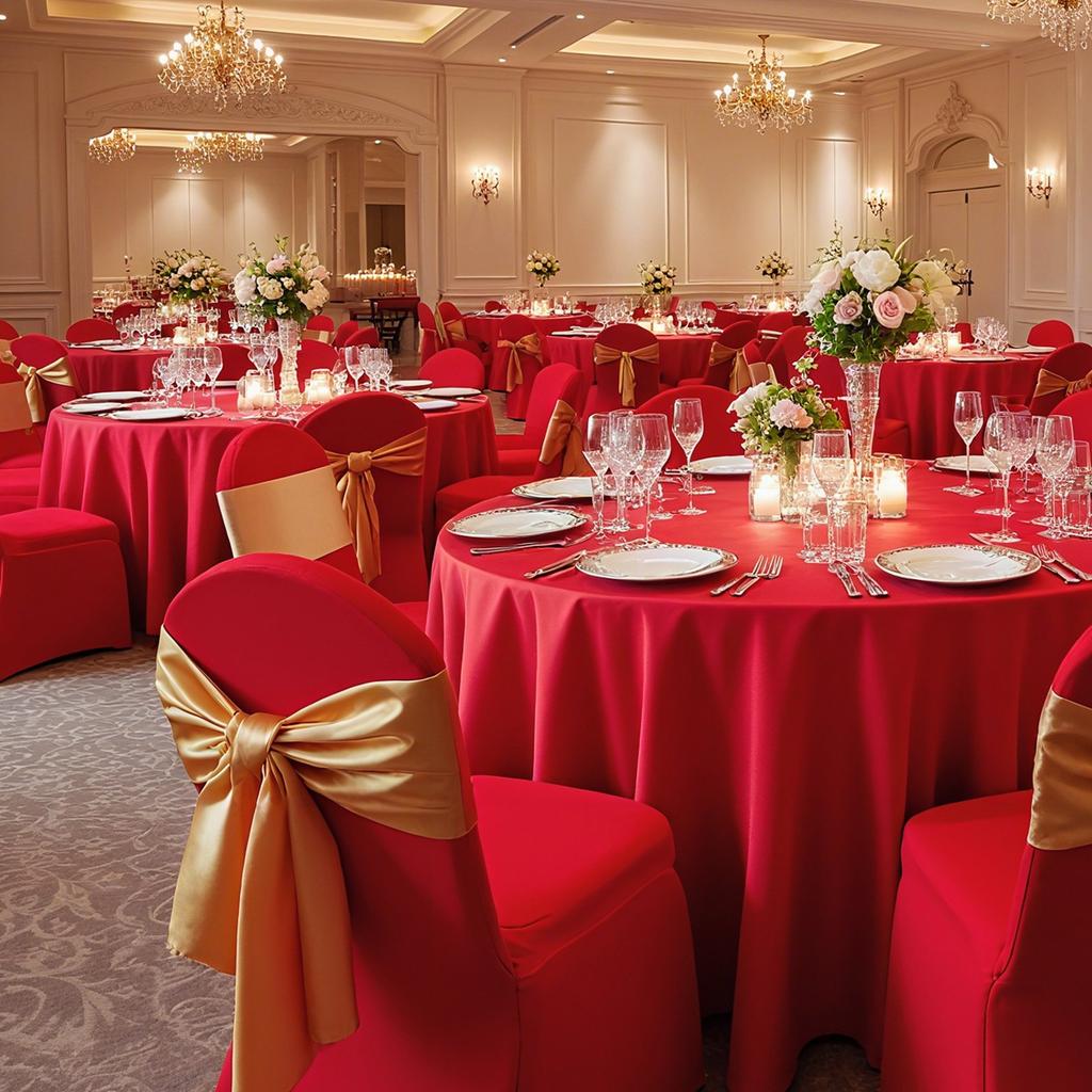 VEVOR 50 Pcs Red Chair Covers, Polyester Spandex Chair Cover, Stretch Slipcovers for Wedding Party Dining Banquet Flat-Front Chair Covers