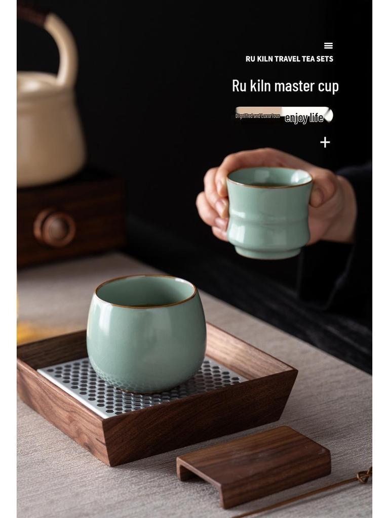 Sky Blue Ru Porcelain Gongfu Tea Master Cup - Personal Tea Tasting Set