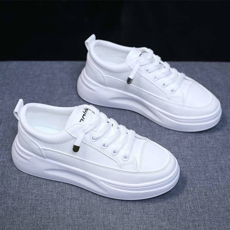 Women's Shoes Spring Autumn High on Platform Black Lace Up Ladies Footwear Light Comfortable and Elegant 2025 New Cotton Sale In