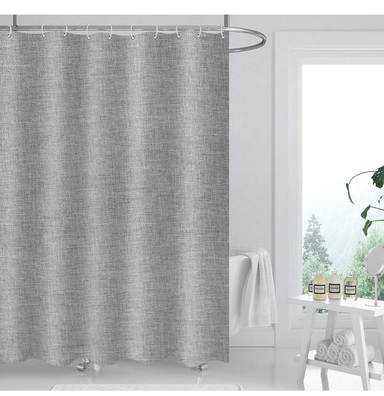 Waterproof Imitation Linen Shower Curtain - 235g Polyester, Thick Solid Color, Ideal for Bathroom Partitions