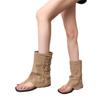 Flat-bottomed Herringbone Clip Toe Cool Boots Women's Summer 2025 New Niche Design Versatile Sleeve Short Trouser Boots
